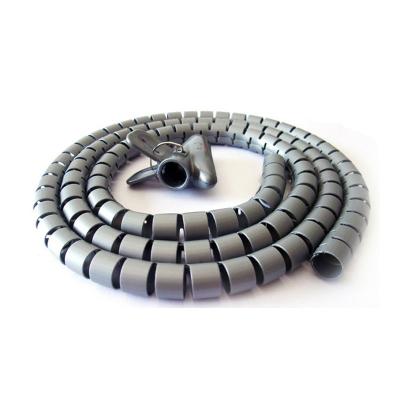 China 15mm O.D Wholesale PE Gray Cable Wire Spiral Wrapping Bands with Attached Clip 1.5m / roll for sale