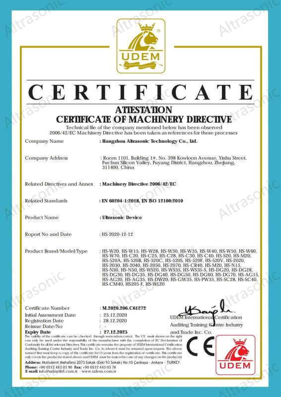 CE - Hangzhou Altrasonic Technology Co., Ltd
