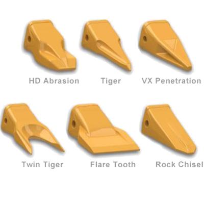 China piezas de excavadora diente de cubo mejor precio de alta resistencia rígida diente de cubo diente de acero extraíble diente para varios modelos de excavadora en venta