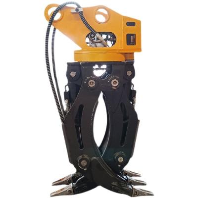 China customizable Double cylinder 360 rotary hydraulic grapple telescopic arm clamp wood grab bucket for excavator for sale