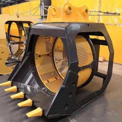 China Customizable Rotary Screen Bucket Construction Hydraulic Excavator Sieve Bucket for sale