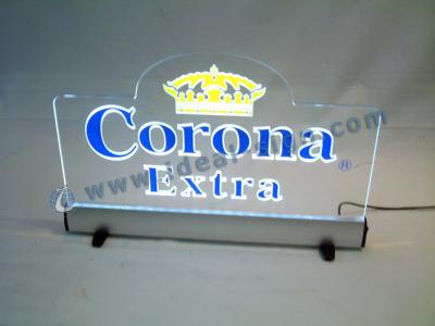China Corona Extra LED Acrylic Edge Lit Signs / Laser Cut Signage Display for sale