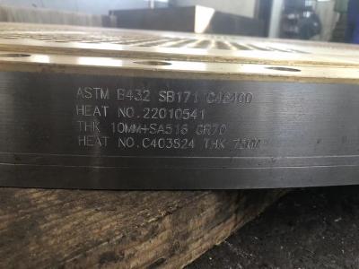 China ASTMC46400 Messingrohrboden 12 mm Explodierender Rohrboden Verbundplattenwärmetauscher zu verkaufen