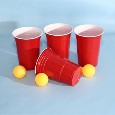 China 16 Oz PP PS Disposable Red Ping Pong Cups For Party for sale