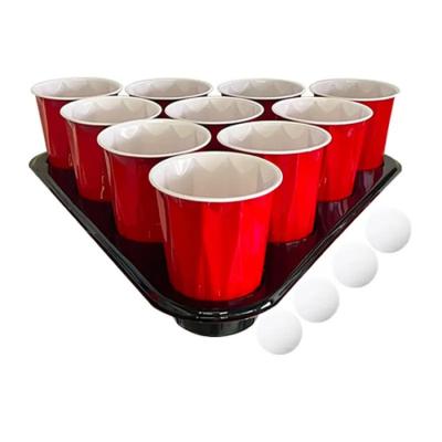 China 18 OZ 530ml Red PS Disposable Party Cups Plastic Beer Pong Game Set for sale
