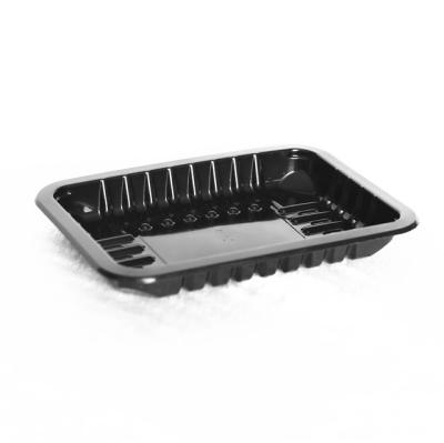 China 200 X 140 X 20MM Disposable Plastic Tray Black Plastic Meat Packaging Trays Vegetable for sale
