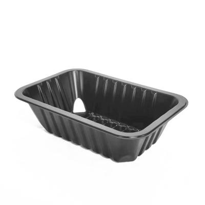 China 214 X 138 X 60MM Disposable Rectangular Trays Black Disposable Plastic Meal Tray for sale