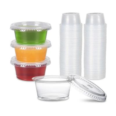 China PP Clear Disposable Sauce Cup 5.5 Oz Clear Plastic Cups With Lids for sale