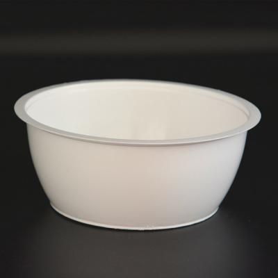 China 20 Oz 600Ml Disposable Dessert Bowls PP Injection White Plastic Bowl For Food Package for sale