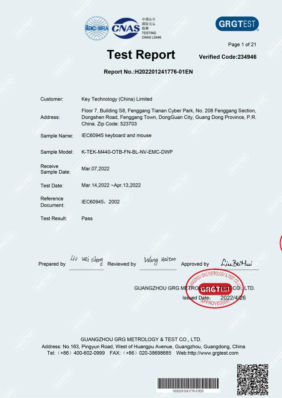 IEC60945 Certificate（2） - Key Technology ( China ) Limited