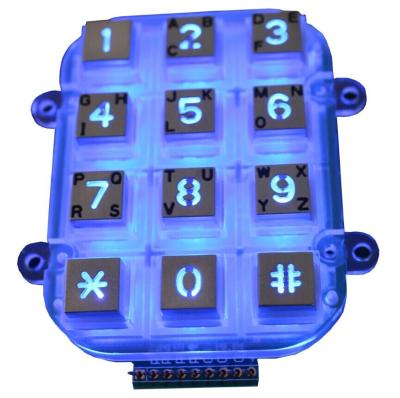 China Small Die Casting Metal Keypad Dot Matrix With 12 Keys , Blacklight for sale