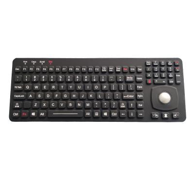 China Panel Mounted Silicone Industrial Keyboard USB PS2 Optical Trackball Keyboard With Backlit for sale