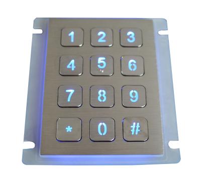 China 12 keys IP67 dynamic vandal proof Stainless Steel industrial backlight keypad for sale