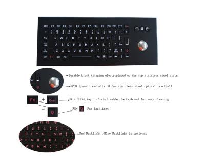 China IK09 Vandal Resistant Industrial Keyboard With Trackball for sale