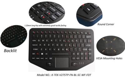 China IP65 Wireless Bluetooth Industrial Keyboard Robust ABS With Touchpad Backlit for sale