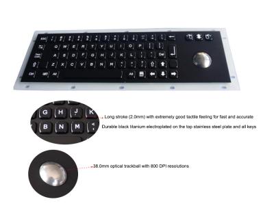 中国 トラックボール黒の金属のキーボードが付いているIP67パネルによって取付けられるキーボード 販売のため