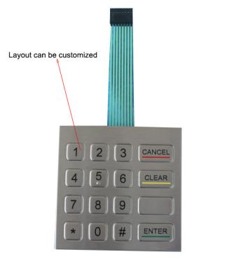 China IP65 Dynamic 0.45mm Stroke FFC Cable Metal Numeric Keypad for sale
