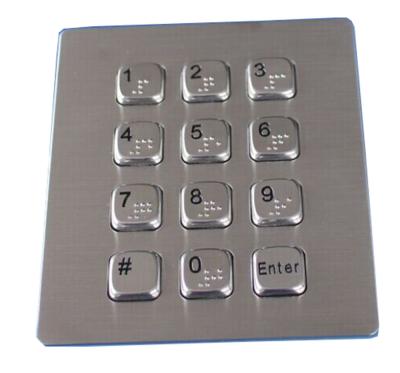 Chine 12 clés époussettent le clavier numérique de Braille de point en métal de preuve avec l'interface plate d'USB de clés à vendre