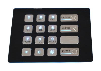 China 16 sleutels doorstaan toetsenbord van USB van het bewijs het industriële zwarte backlit metaal numerieke met puntmatrijs Te koop
