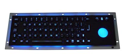China 69 keys Rear panel mount Black Industrial USB Keyboard  with chamelone backlight trackball for sale
