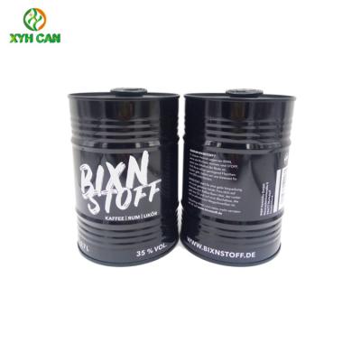 China Alcohol Tin Can 750ml-700ml Barrel Shape Vodka Whisky Packaging with Plug for sale