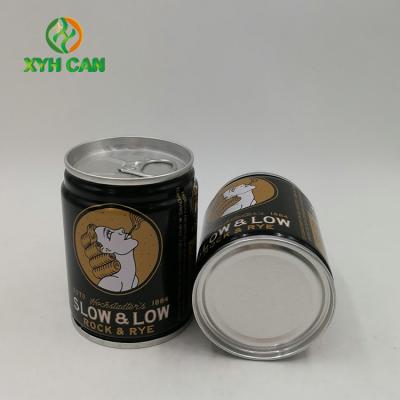 China Alcohol Tin Cans 0.21mm Thickness CMYK 4C Tin Boxes for 240ML Whiskey Wine for sale