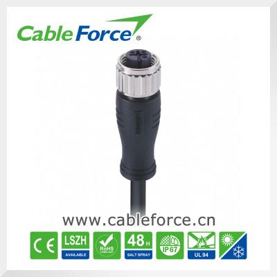 China Conector protegido fêmea do IEC 61076-2-101 M12 3pin com o conector impermeável do cabo de PUR/PVC à venda