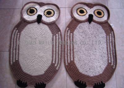 China Home Decoration Crochet Oval Rag Rug Anti - Slip Crochet Owl Rug 85cm x 55cm for sale