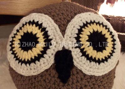 China Brown Sofa Crochet Cushion Cover Acrylic Embossed Crochet Owl Cushion for sale