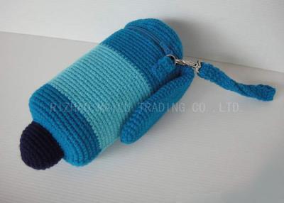 China Sky Blue Removable Crochet Cup Cozy Stainless Chain Knitted Mug Cosy With Hat for sale
