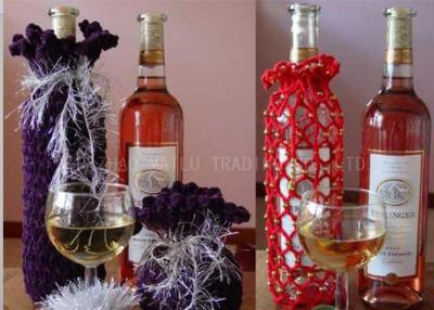 China Cotton Thread Knitted Wine Bottle Cover Decoration Crochet Wine Bottle Cozy for sale