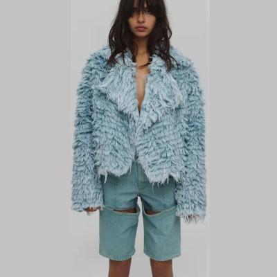 China Neue Winter-Art-Mode Woolen Faux-Pelz-Kragen-Jacken-Breathable überzogener Pelz-Mantel-Frauen-Winter zu verkaufen