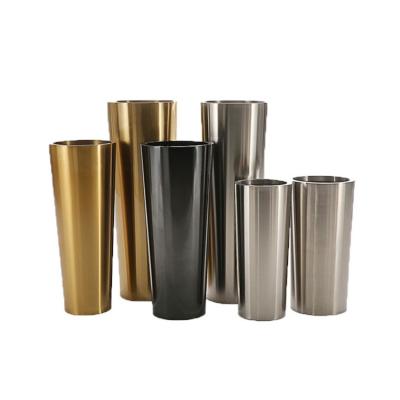 China Modern gold metal durable pillar planters and flower pots for sale