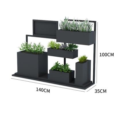 China Outdoor 3 tier black stackable tiered metal planter tower box for sale