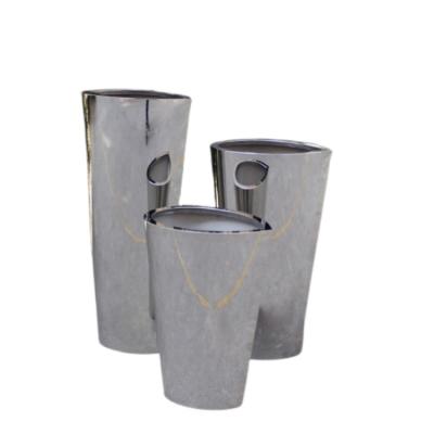 China High and big mirror flower pots stainless steel silver planter for sale