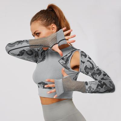 Cina Ghette 2019 o cima di yoga di forma fisica della donna della maglia di Seanmless del grano del leopardo in vendita