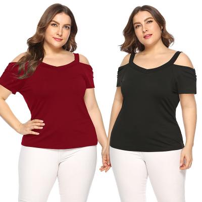 China Ready to Ship In Stock Fast Dispatch Hot Selling Women Plus Size Short Sleeve Off The Shoulder Blouses T shirt for sale