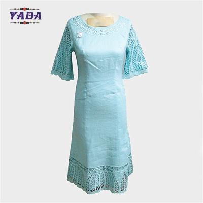 China Newest vintage half sleeves polyester long europe women's slim fit dress cheap China clothing with low price for sale