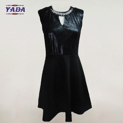 China Fashion pu cocktail lady's summer sleeveless dress women office uniform dresses with rhinestone applique for sale