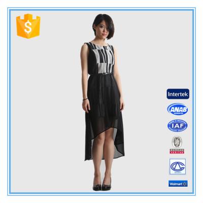 China 2016 Fashion Ladies Linen Chiffon Dress With Short Front Long Back for sale