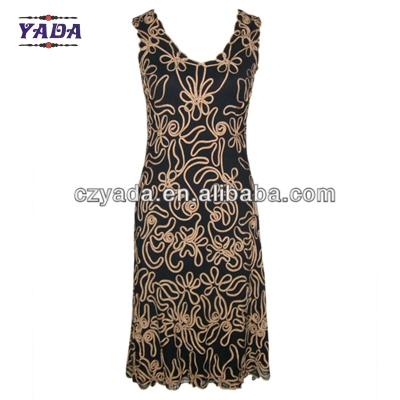 China Black sleeveless vest embroidery floral dress womens tshirt silm western dresses for sale for sale