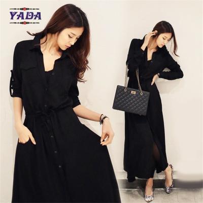 Chine Les vêtements coréens de dames de robes de chemise de noir de conception de nouvelle mode habillent 2017 pour des femmes à vendre