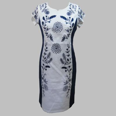 China Hot Selling Woman Embroidery Short Sleeve Summer Autumn Lady Maxi Dress for sale