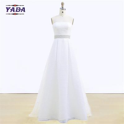 China Modern strapless a-line trailing off-shoulder traditional elegant bridal wedding dresses simple with beaded for sale