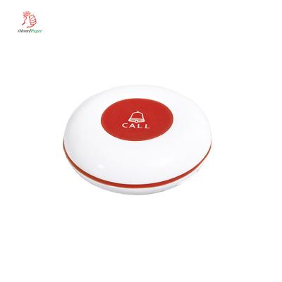 China Cheap and discount  wireless  433.92Mhz white round single key restaurant service table waiter caller for sale