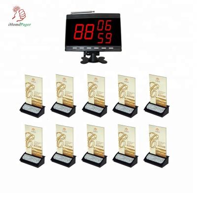 China cheapest restaurant waiter calling system with 10pcs of wireless call button and 1 pcs number display for sale