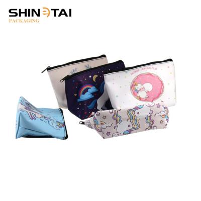 China Rainbow Custom Printed PU Makeup Bag Cosmetic Bag for sale