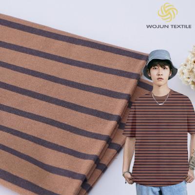 China 175cm 185gsm Red And Black Striped Fabric Elastic Cotton T Shirt Material for sale