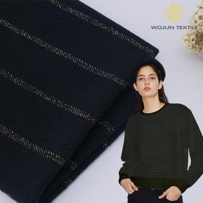 China Sweatshirt Striped Knit Fabric , 320gsm Yarn Dyed Organic French Terry Fabric for sale