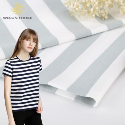 Chine Tissu tricoté à rayures en jersey unique 95% coton 5% spandex 170g vêtements d'été à vendre